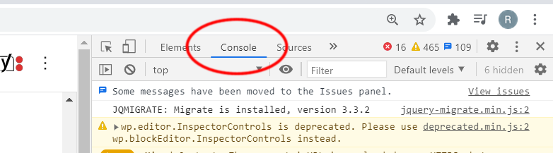 Log messages in the Console, DevTools